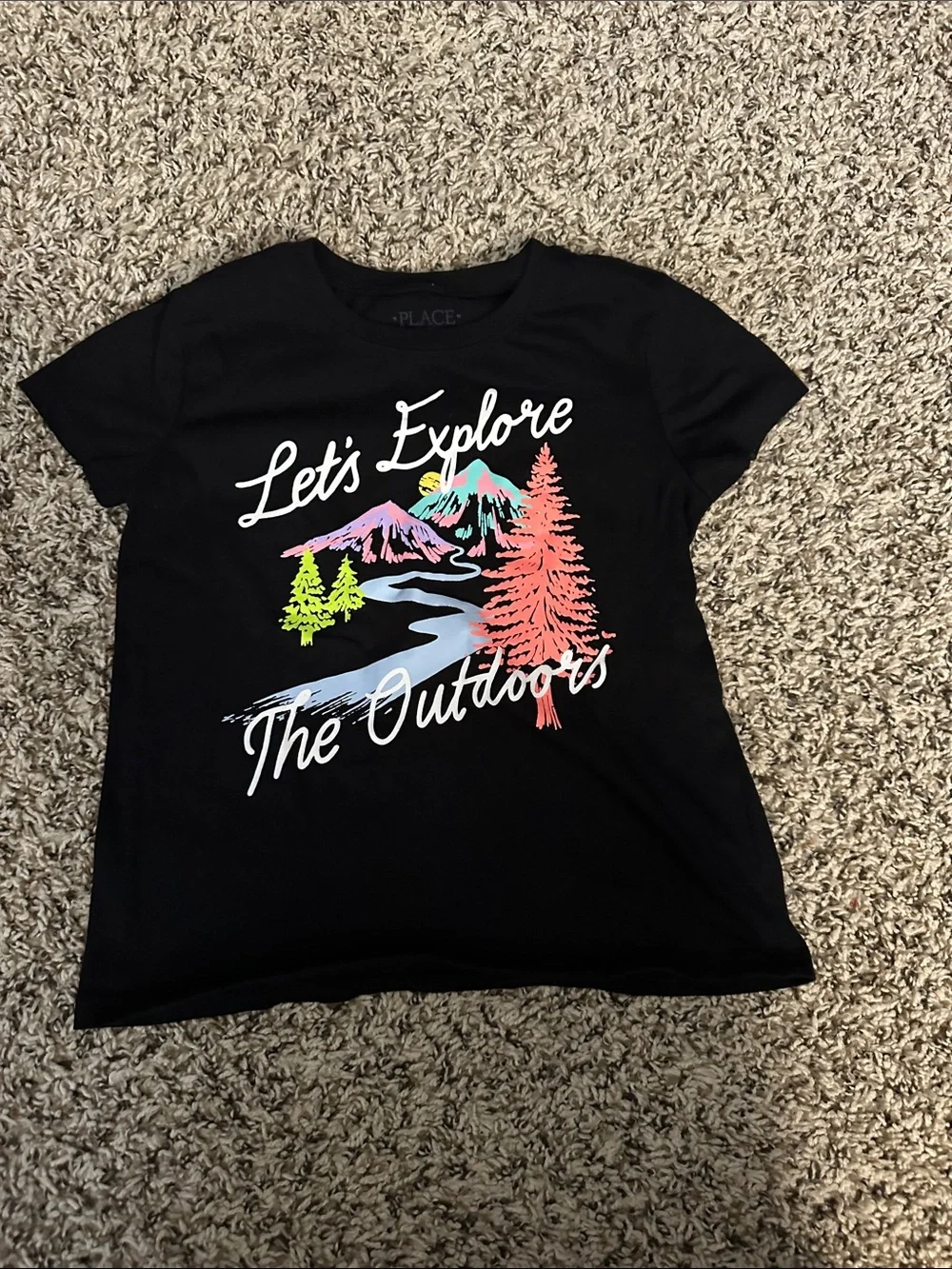 The Children's Place Black Tee with Colorful Outdoor Graphic